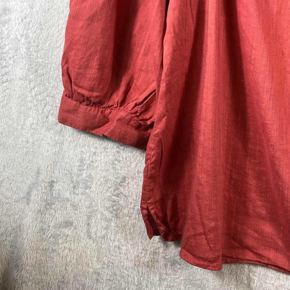 Old Navy Womens XL Embroidered Square Neck Top Red Sumac Cotton Boho Peasant - Picture 3 of 10